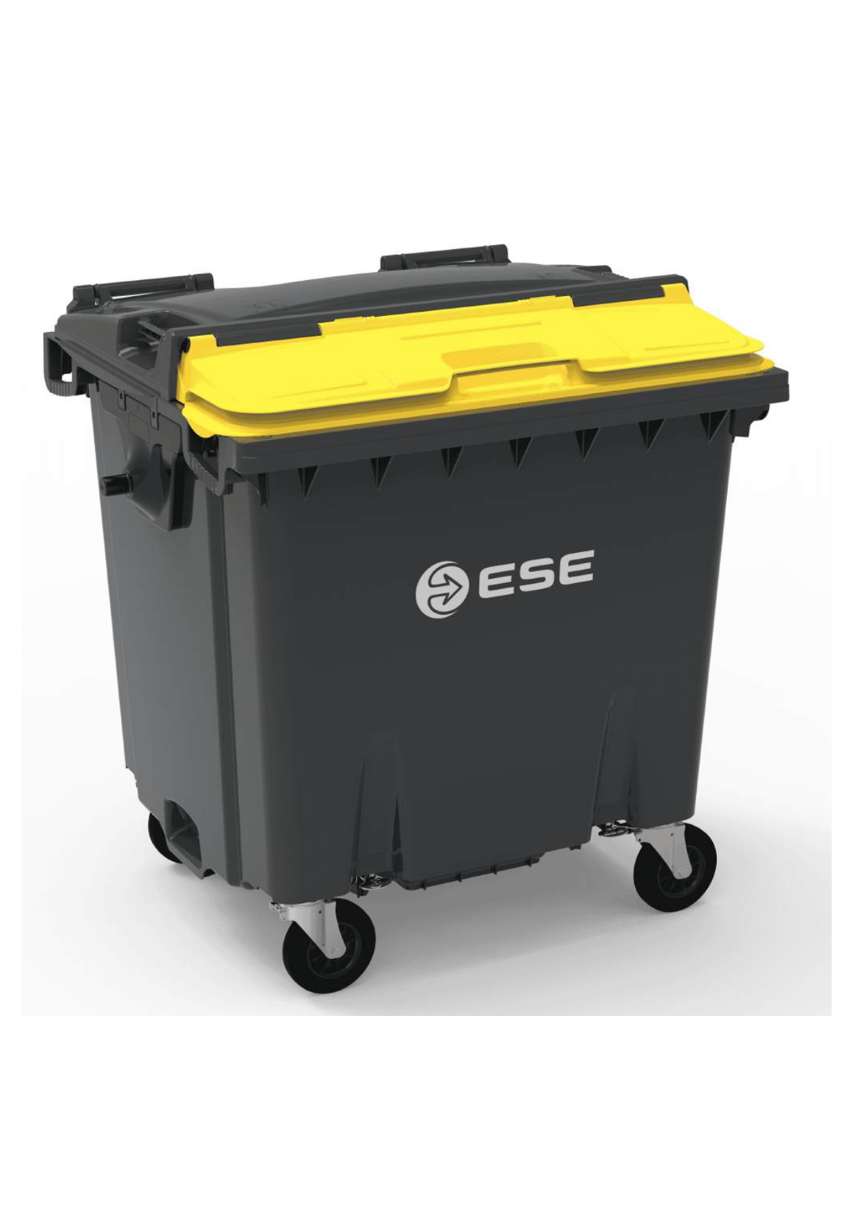Контейнер для ТПВ, ESE, 1100 л, ErgoStop, з кришкою Split Lid, сірий, мала кришка жовта